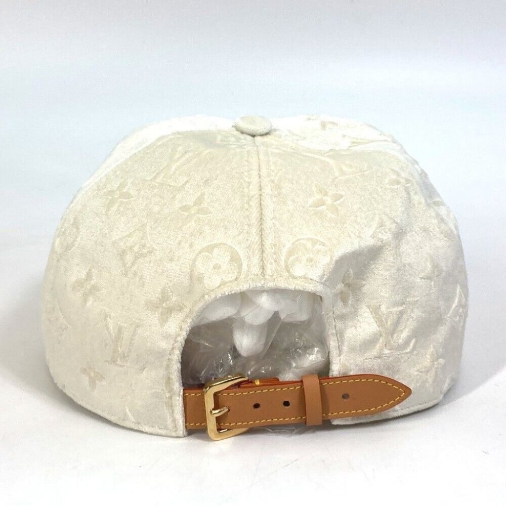 LOUIS VUITTON MP3421 Monogram newsboy velvet hat cap polyester White - Picture 4 of 15